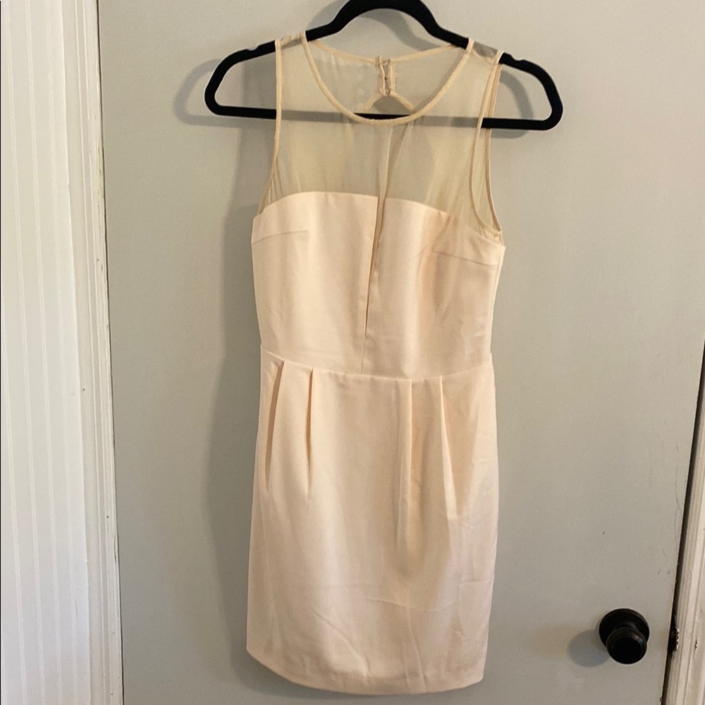 Aryn K Cream/Pale Blush Halter Sheath Mini Dress